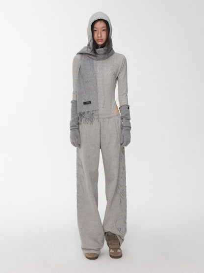 Letter Embroidery Hooded Bodysuit