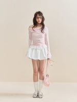 Lace Faux Two-Piece Long Sleeve T-shirt