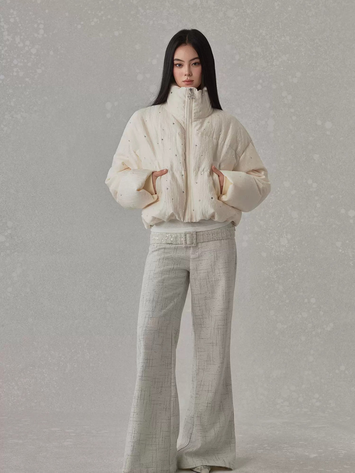 Plaid Drape Straight Pants