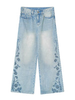 Embroidered Wide-Leg Jeans