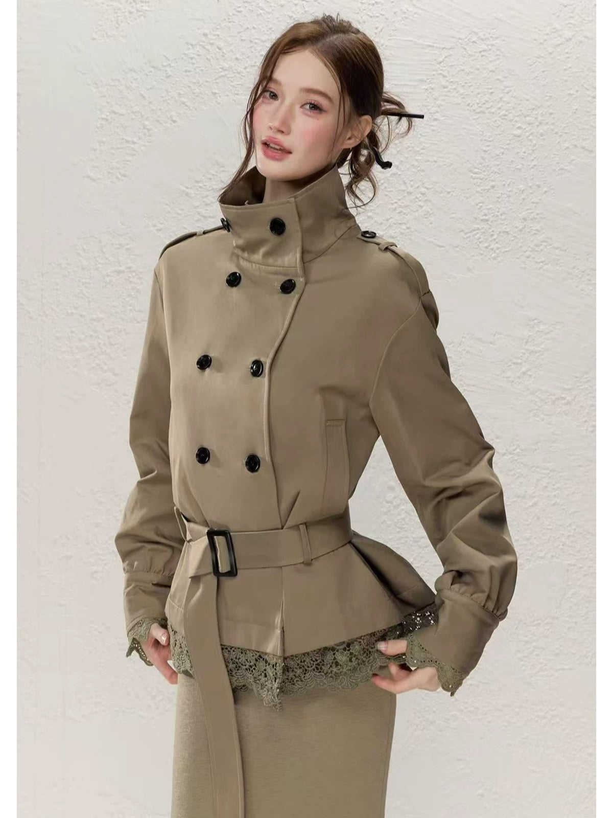 Lace Detail Trench Coat