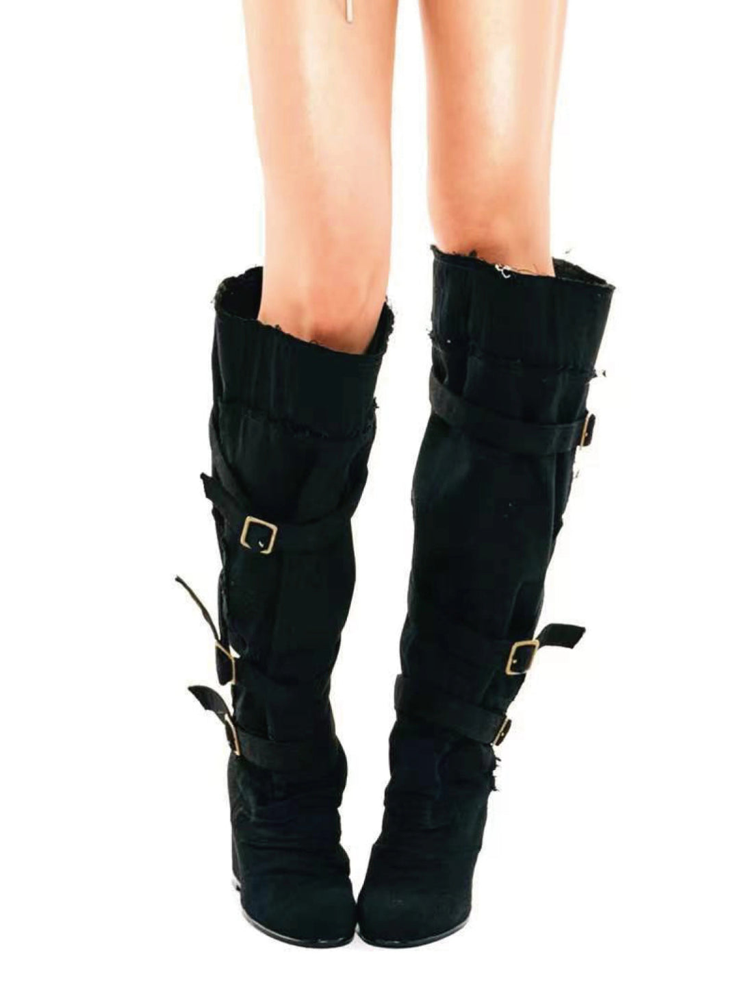Distressed Wedge Boots