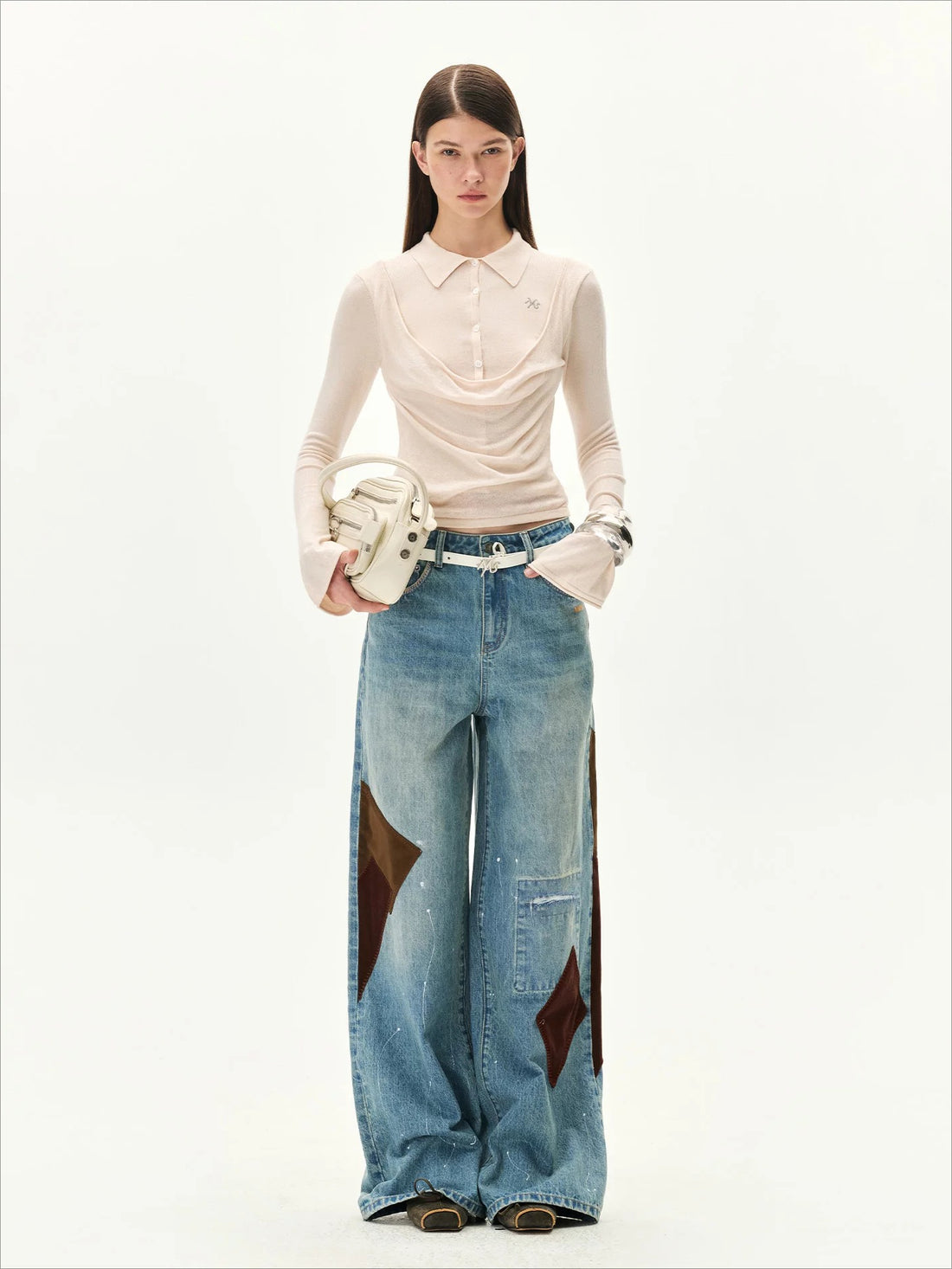 Acetate Wool Cowl Neck Top