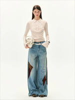 Acetate Wool Cowl Neck Top