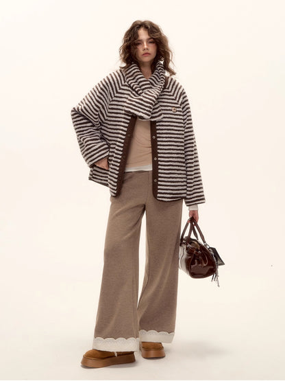 Wool Embroidered Trim Pants