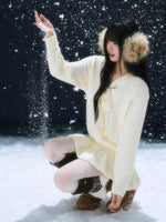 Beige Tie-Front Knit Dress