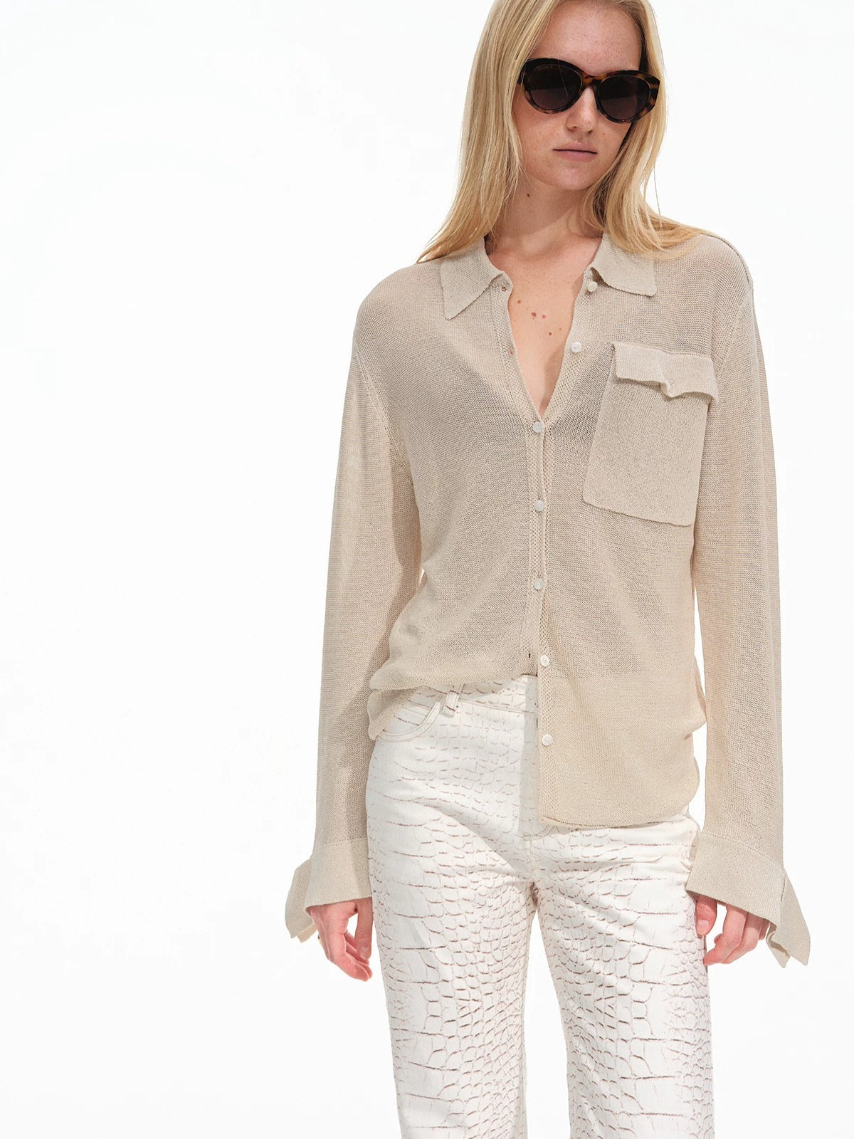 Textured Sheer Knit Shirt