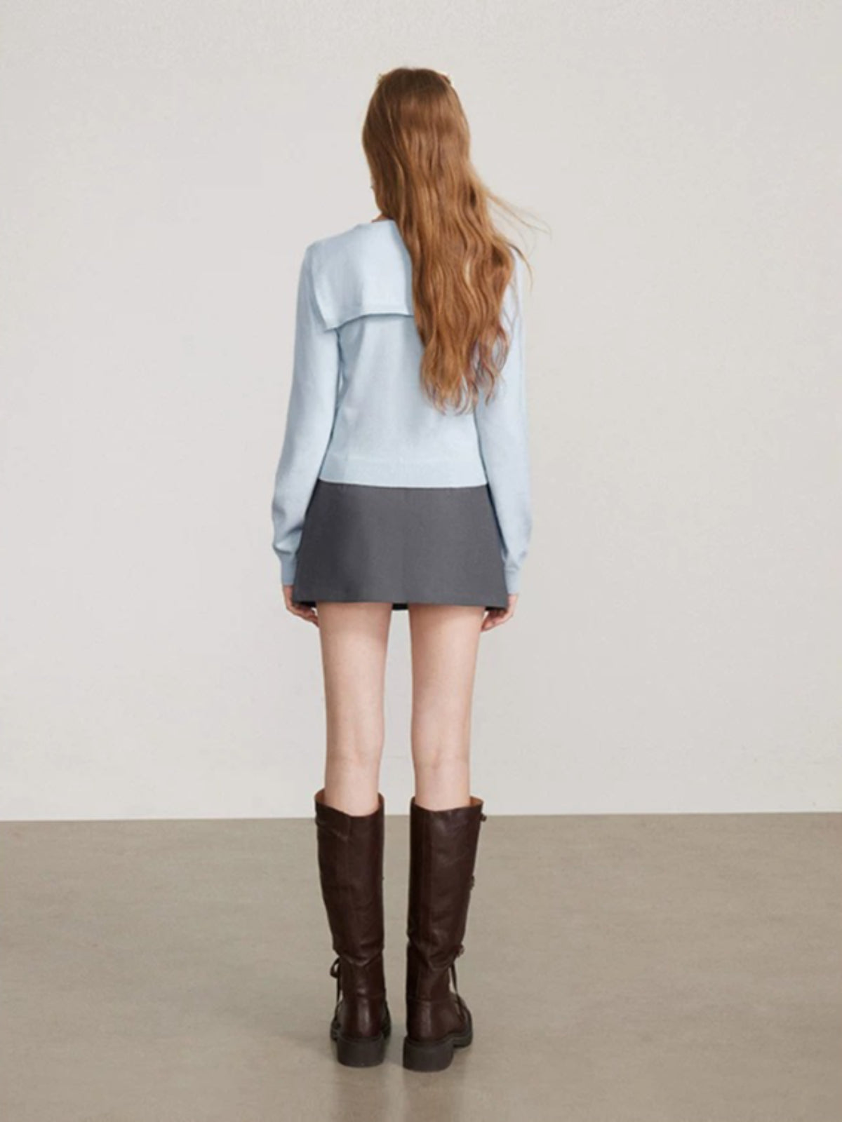 Contrast Collar Layered Knit Sweater