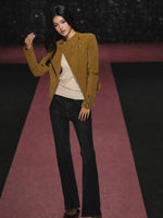 Asymmetric Diamond Quilted Faux Suede Jacket