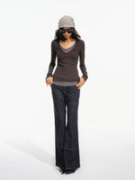 Cotton Layered Faux Two Piece Top