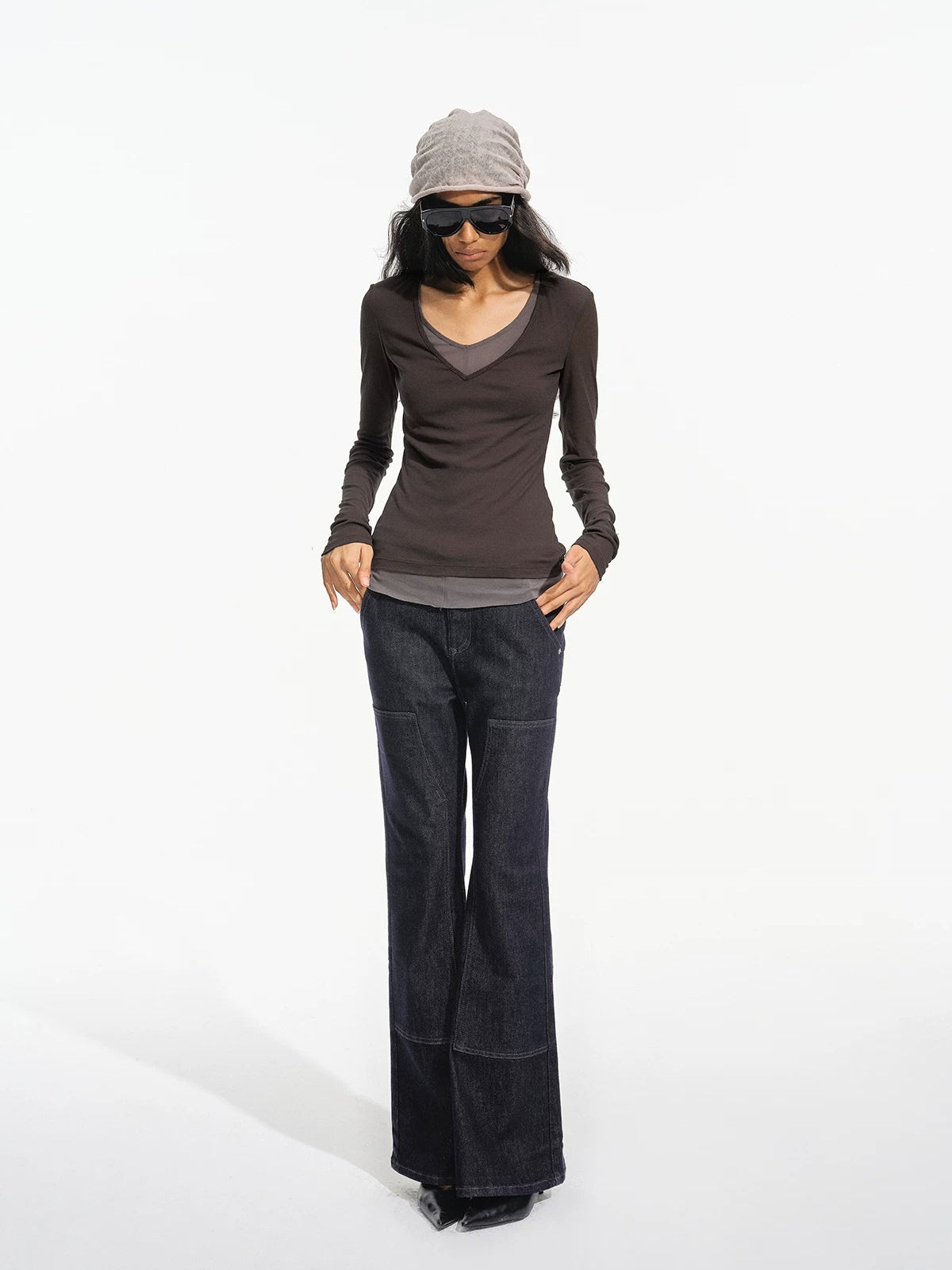 Cotton Layered Faux Two Piece Top