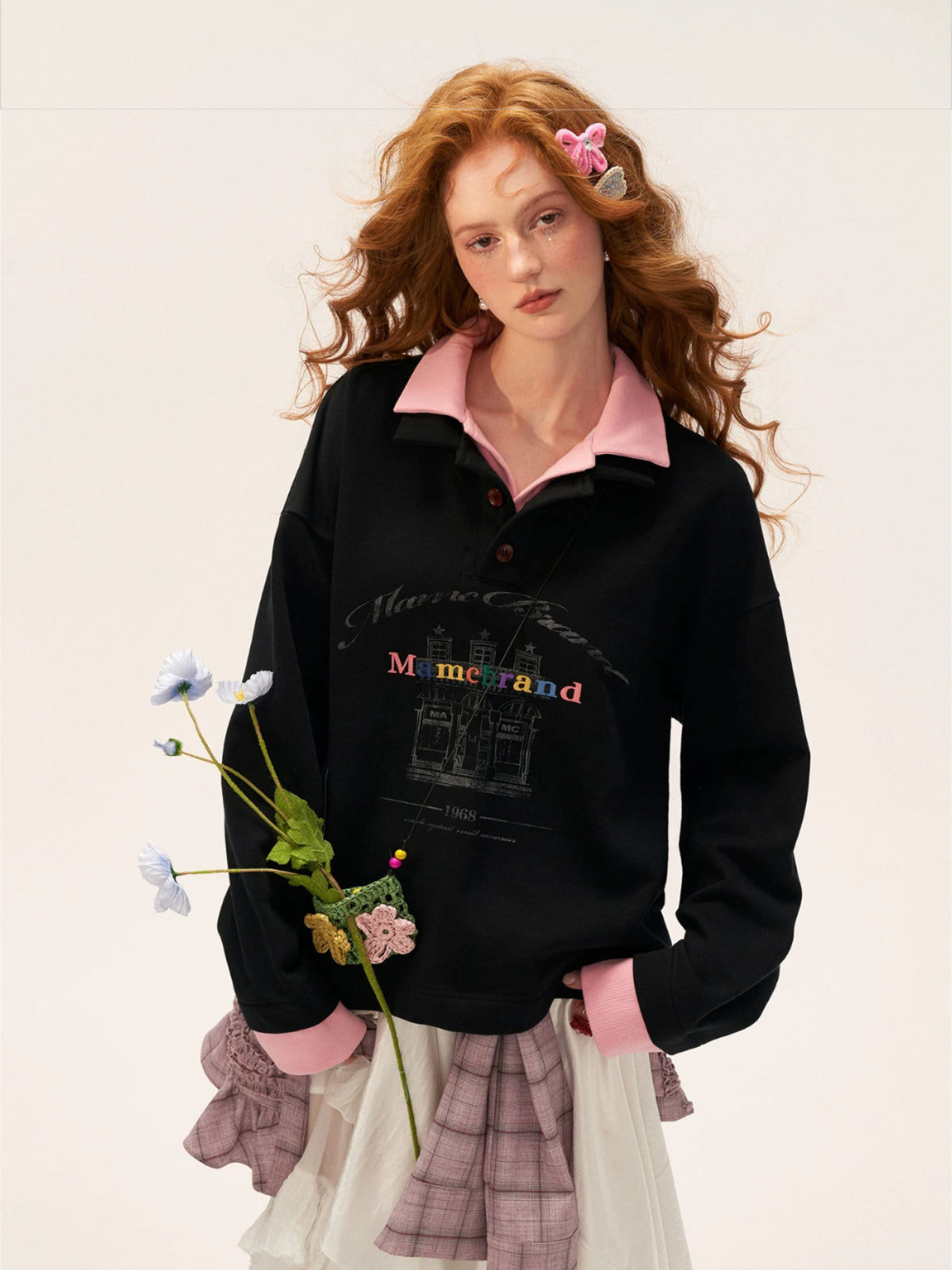 Polo Collar Oversized Sweatshirt