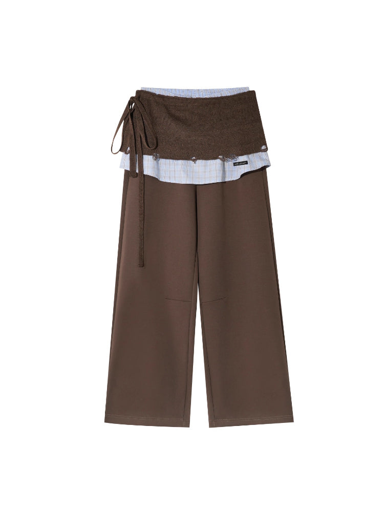 Plaid Trim Sweatshirt Set