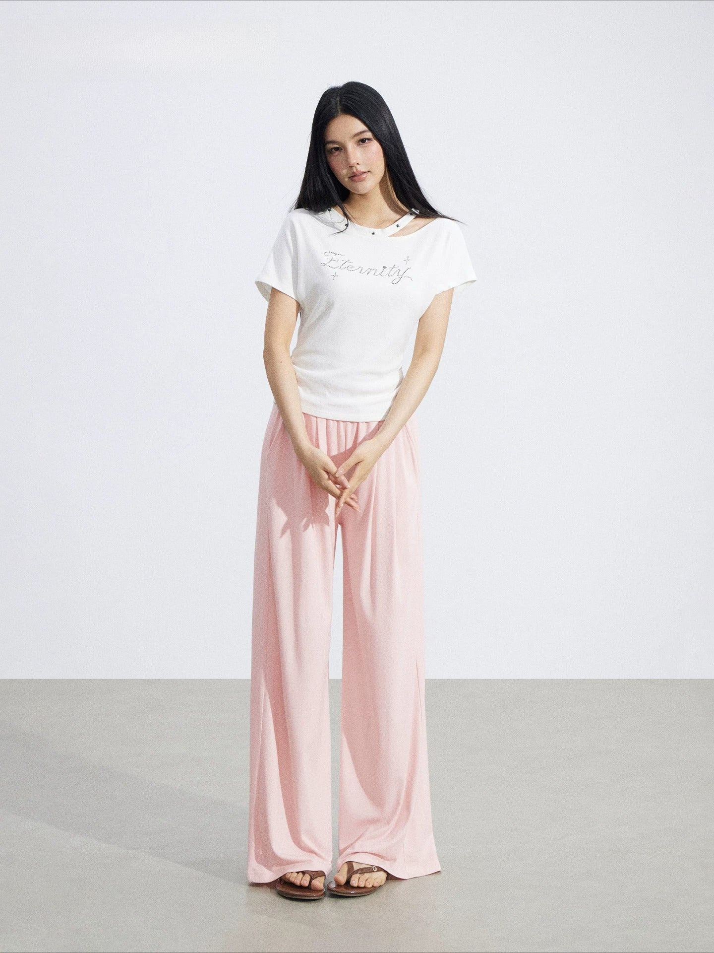 Lace Draped Wide-Leg Pants Set