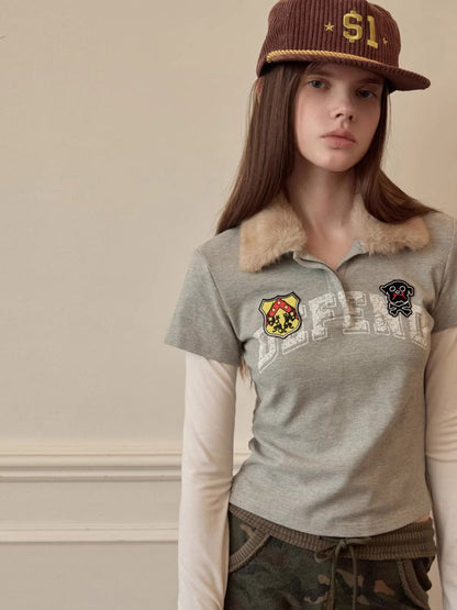 Faux Layer Polo Top
