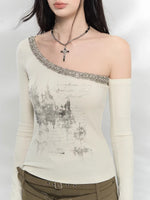 Crystal Asymmetric Print Top