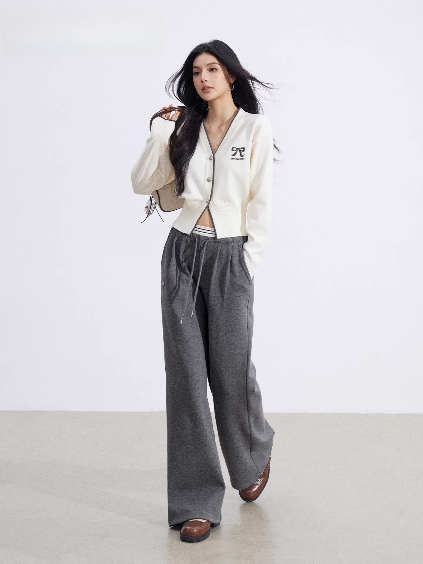 Faux-Layer Patchwork Wide-Leg Pants