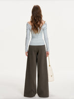 Gray Lace Waist Wide Pants