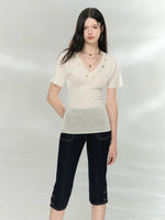 Cutout V-Neck Knit Top