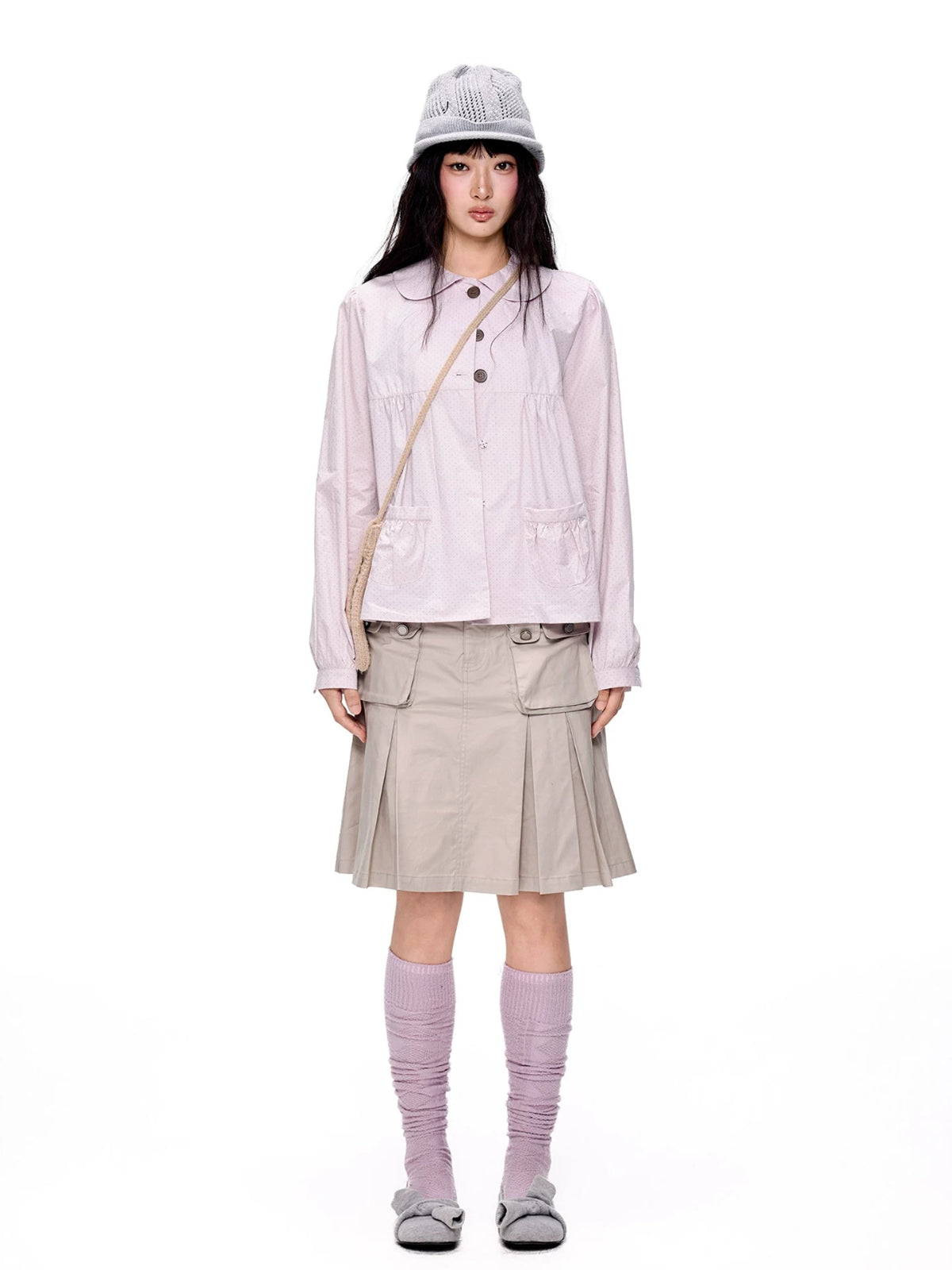 Pleated A-Line Midi Skirt