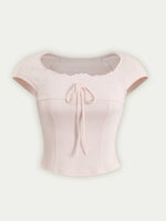 Lace Trim Short Sleeve T-shirt