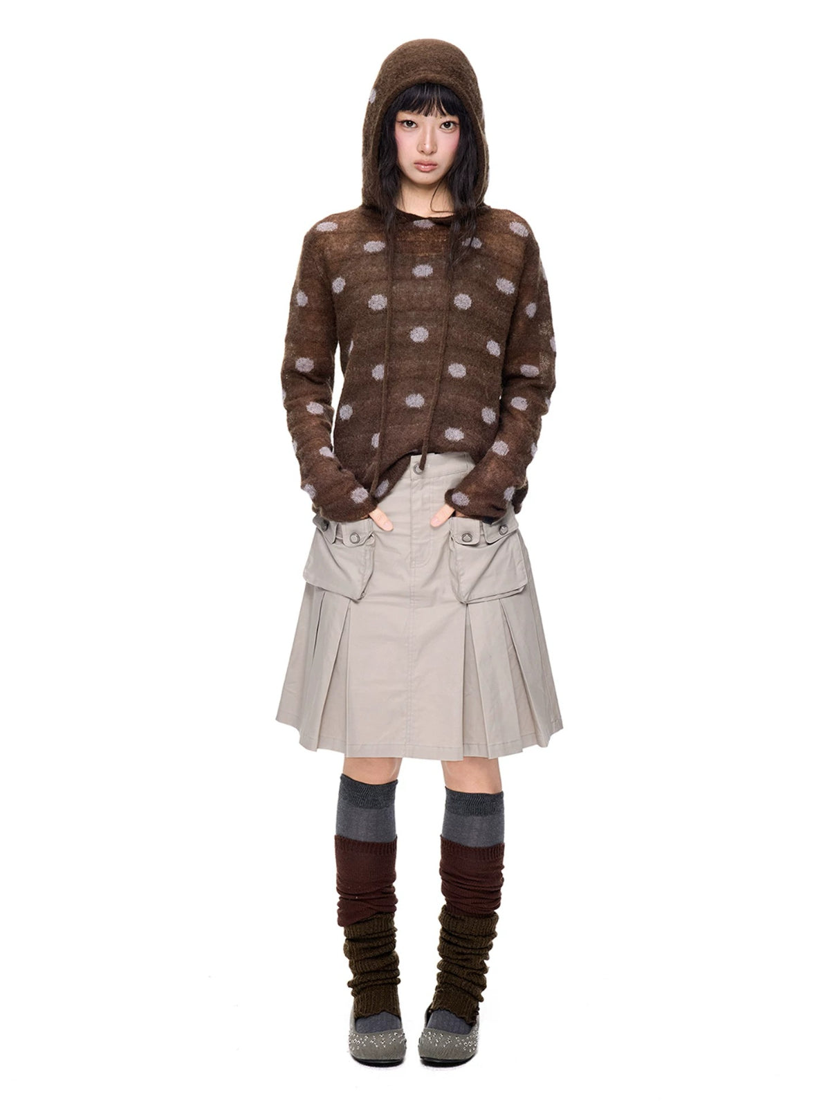 Pleated A-Line Midi Skirt