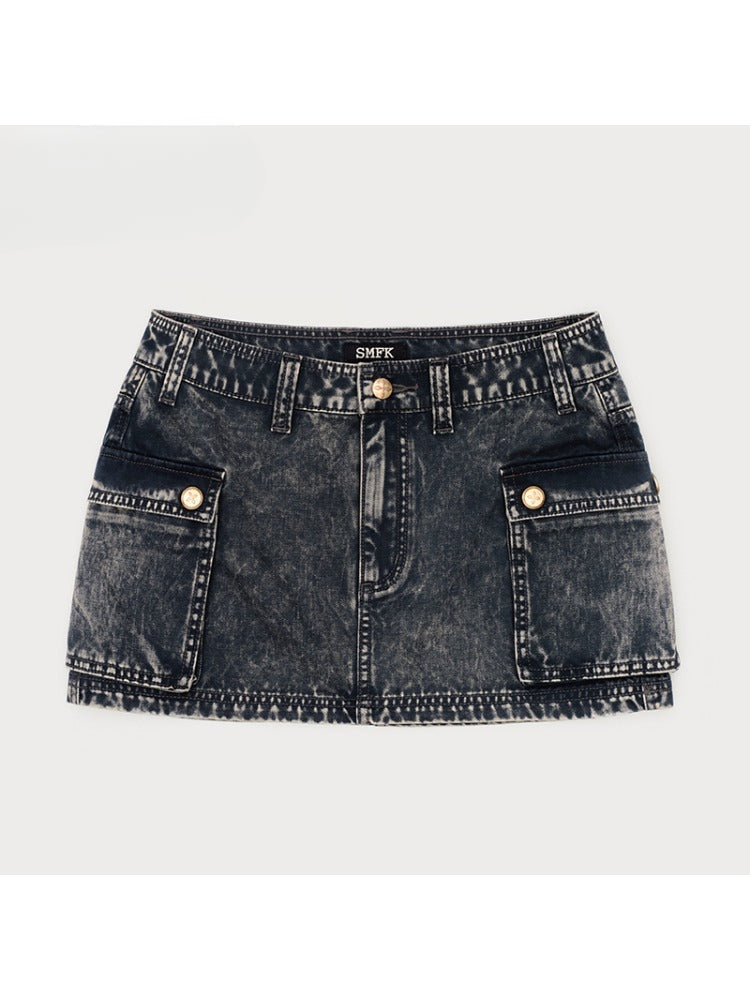 Large Pocket Mid to High Rise Hip Hugging Midi Skirt