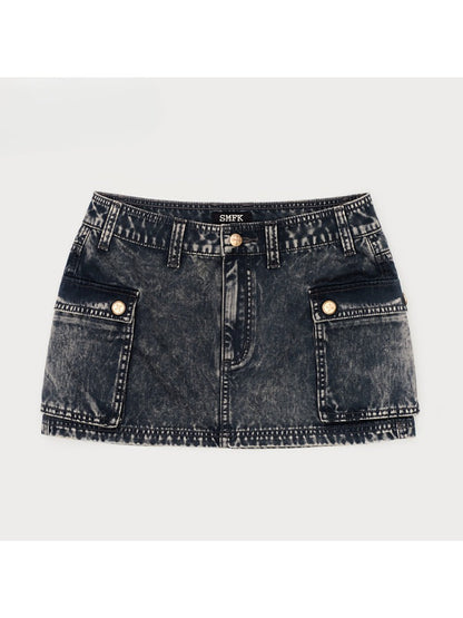 Large Pocket Mid to High Rise Hip Hugging Midi Skirt