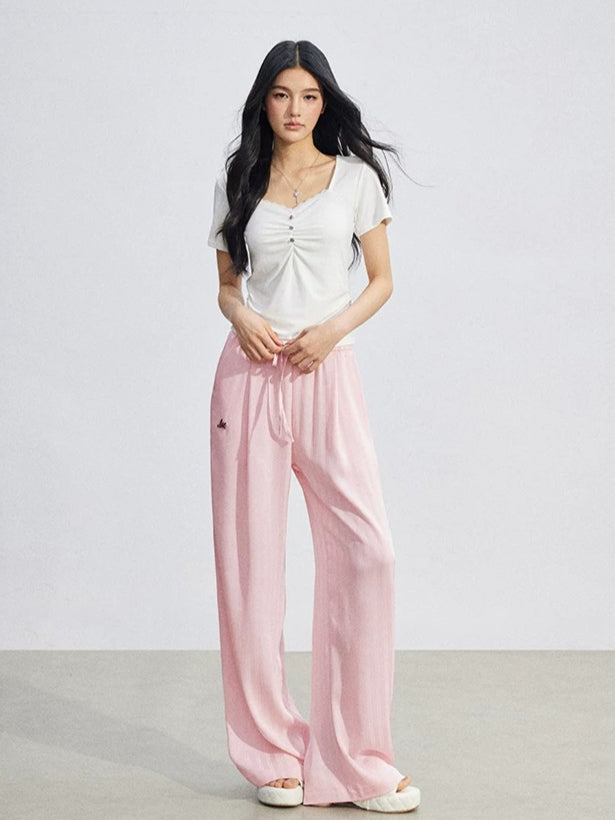 Lace Ruched Slim Tee