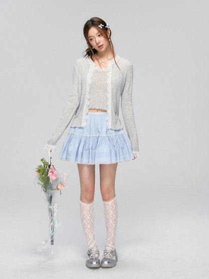Lace Knit Cardigan Set
