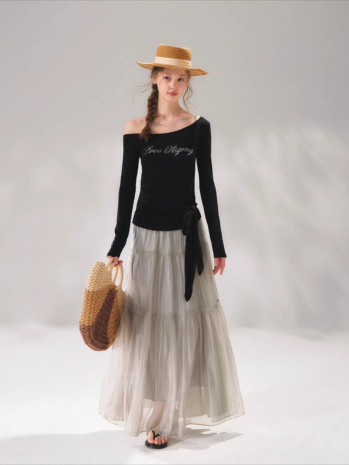 Pearl Texture Tiered Skirt