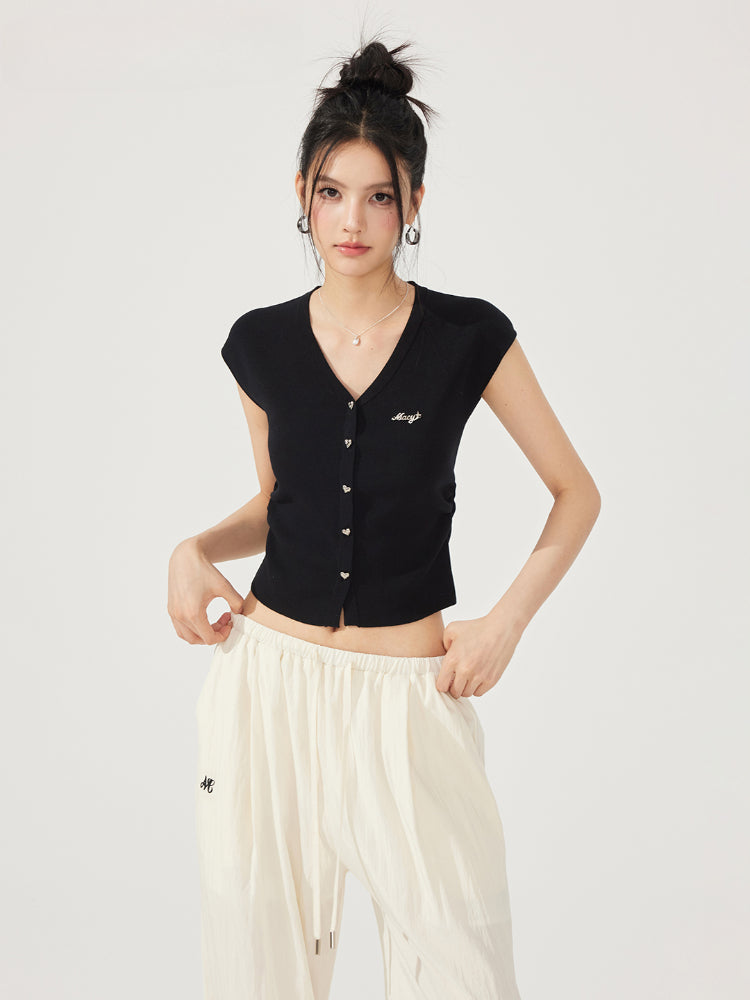 V-neck Pleated Knitted Top