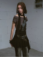Vintage Scarf Layered Halter Dress