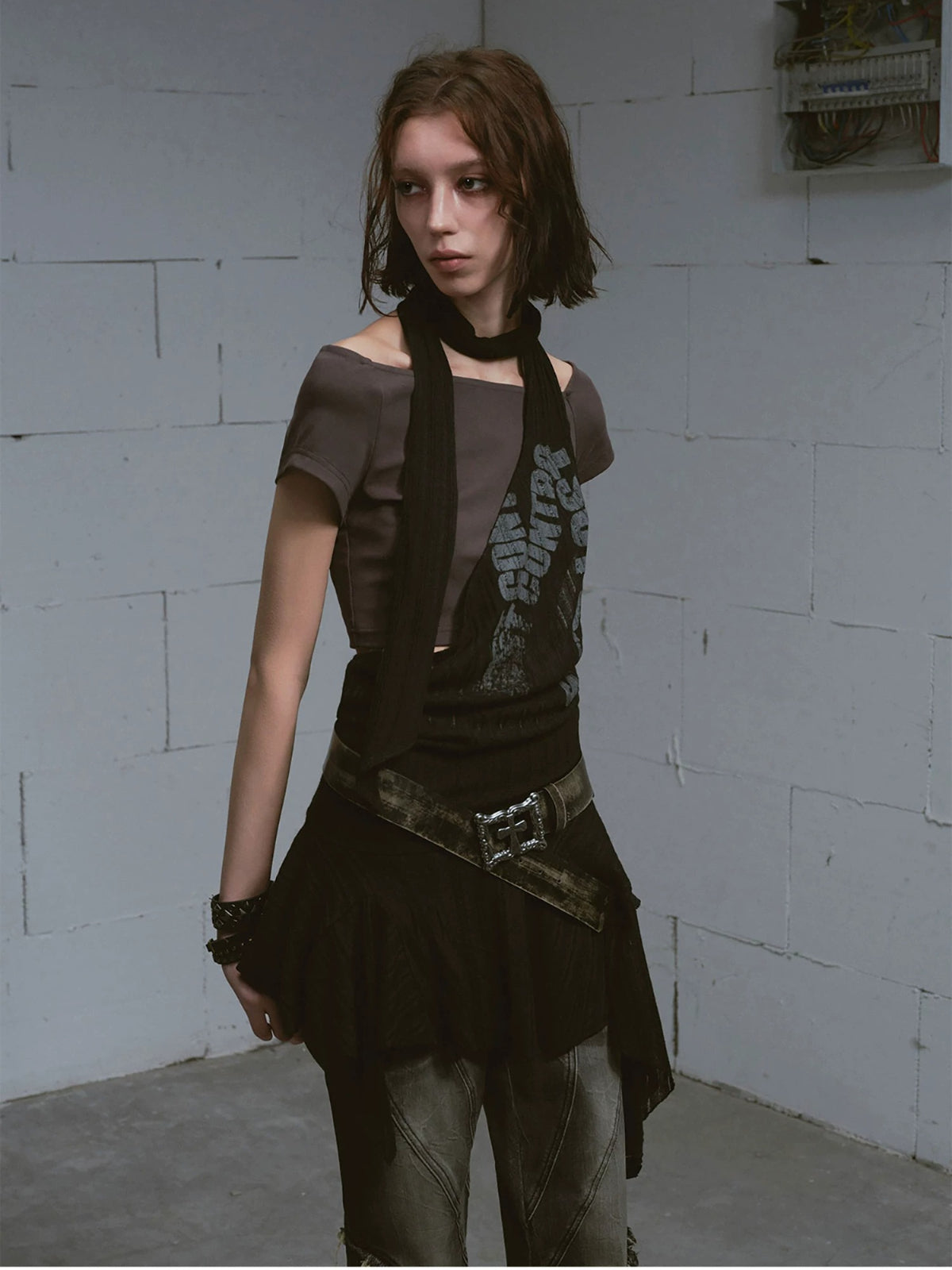 Vintage Scarf Layered Halter Dress