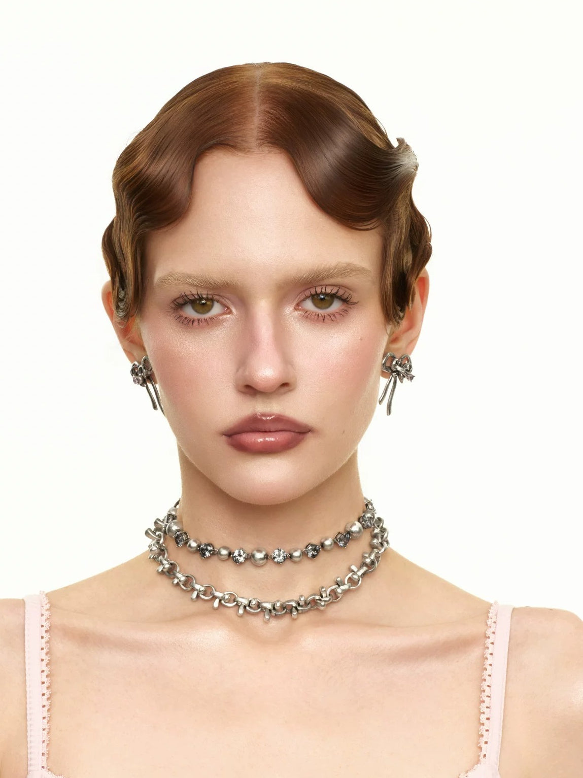 Vintage Bowknot &amp; Zircon Layered Choker