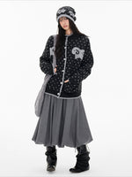 Contrast Sheep Jacquard Knit Cardigan
