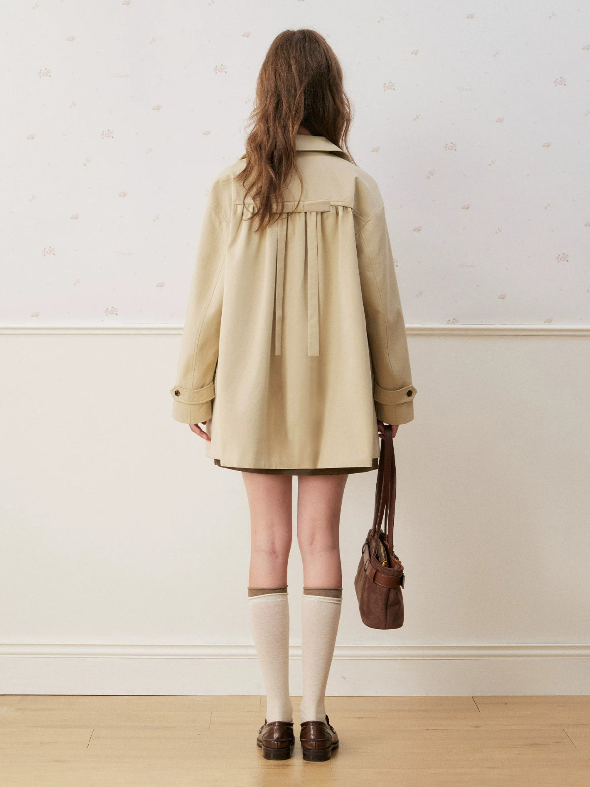 Doll Collar Double Breasted Trench Coat