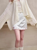Mint Embroidered Satin A-Line Skirt