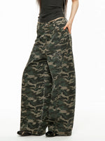 Washed Camo Wide Leg Jeans
