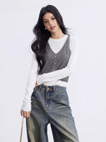 Gray Knit Layered Set