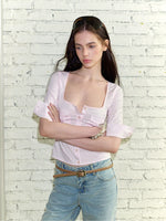 Square-Neck Cinched Shirt