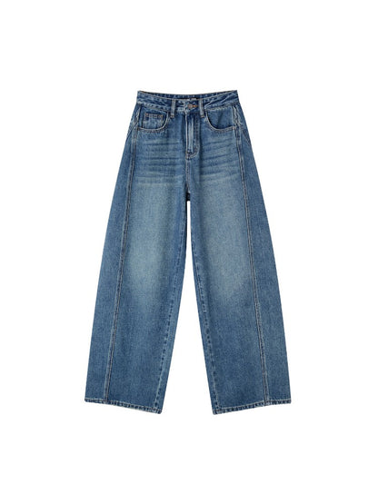 Curved Seam Wide-Leg Jeans