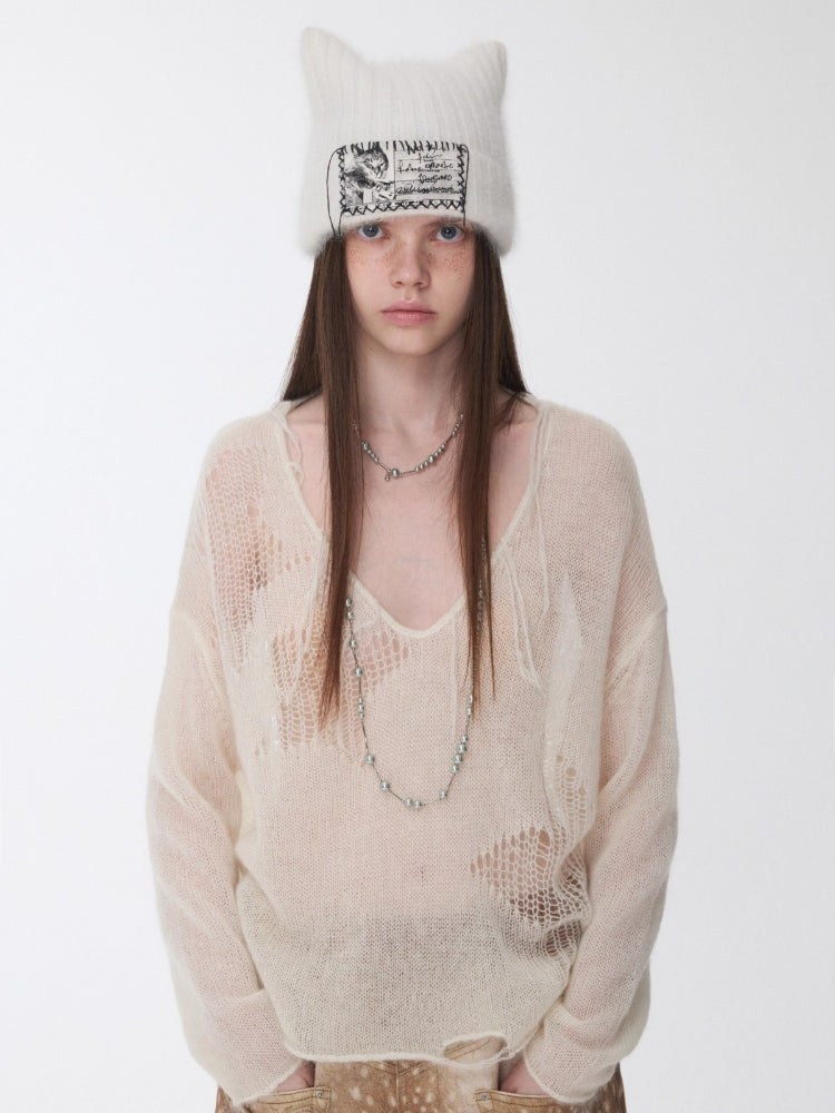 Mohair Star Cutout Sweater