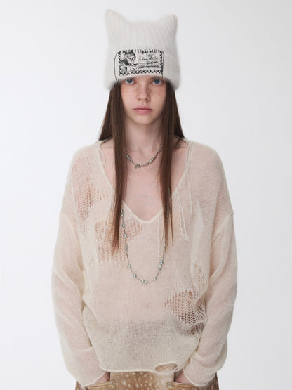 Mohair Star Cutout Sweater