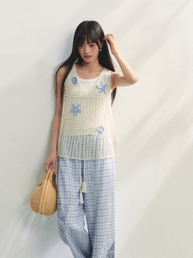 Pearl Crochet Hollow Vest Camisole