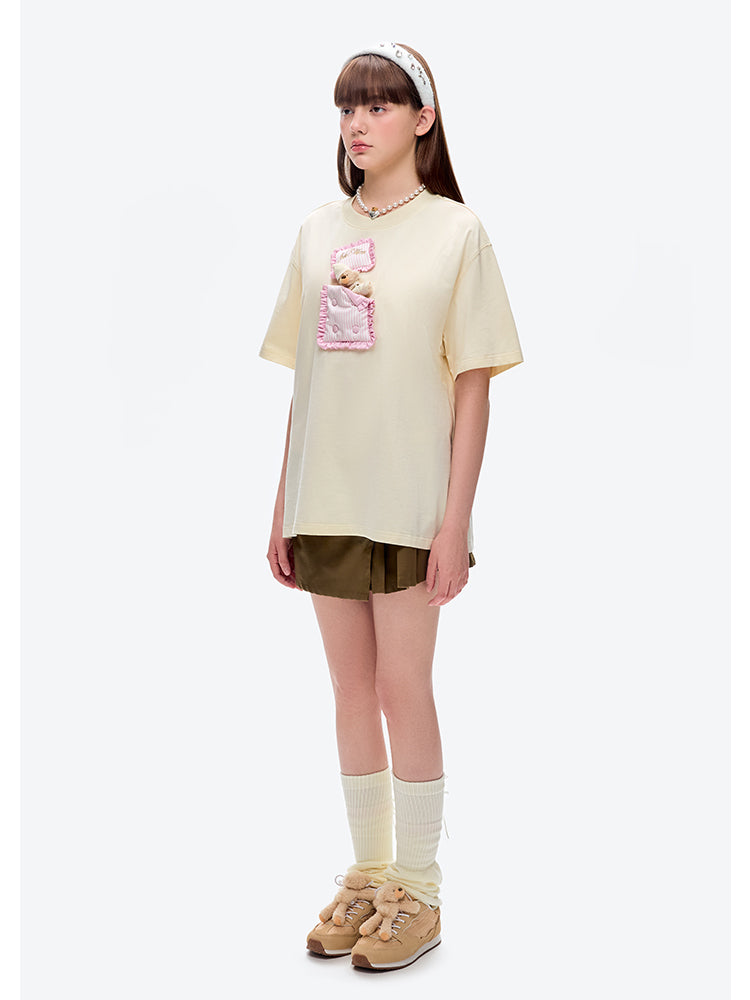 Sleepy Bear Contrast Cotton T-shirt