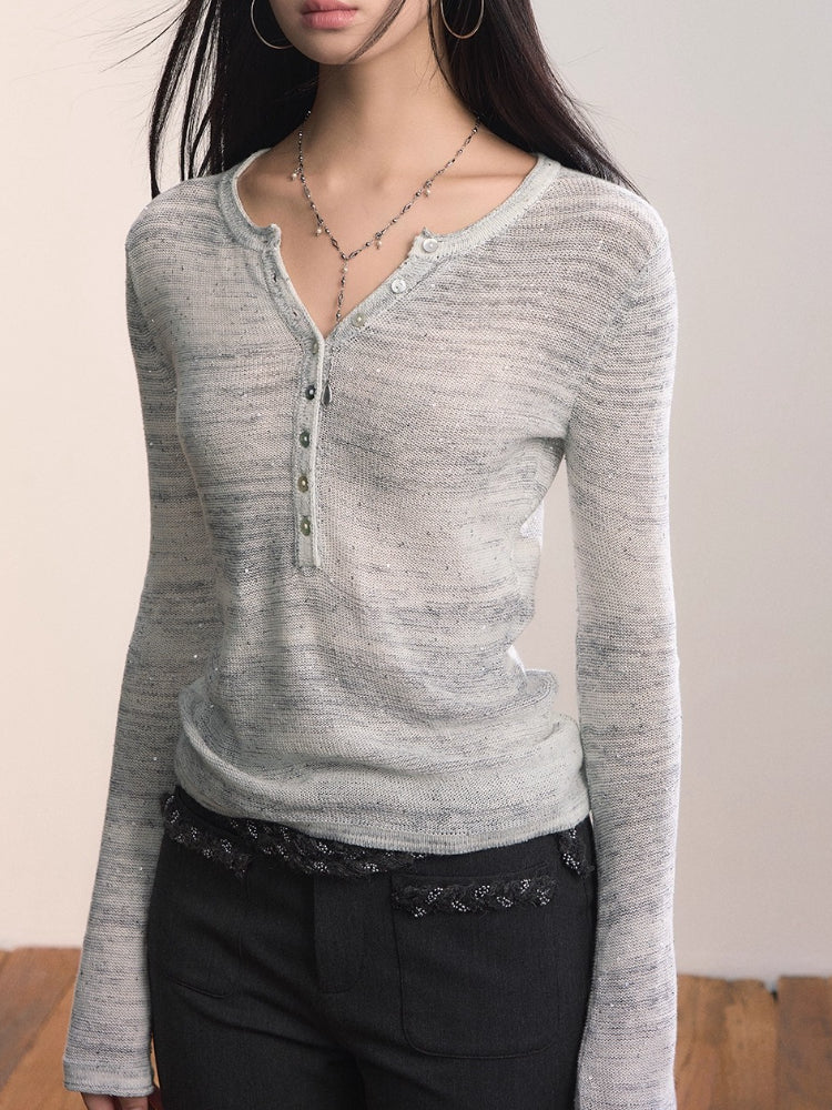 Sparkle Henley Knit Top