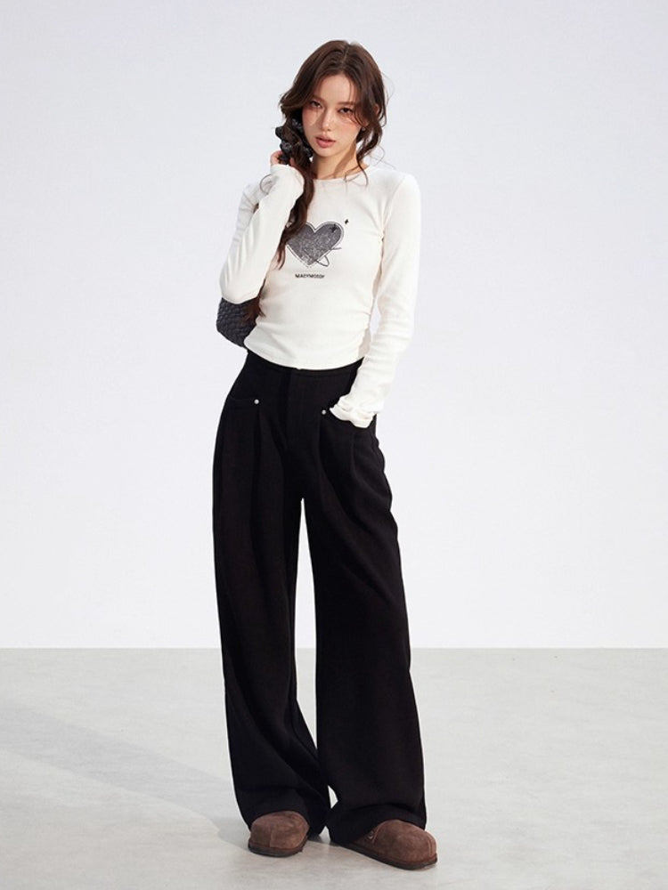 Chenille Fleece Wide-Leg Pants