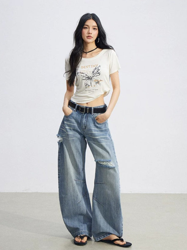Butterfly Ruched Slim Tee
