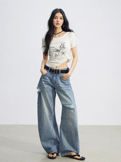 Butterfly Ruched Slim Tee